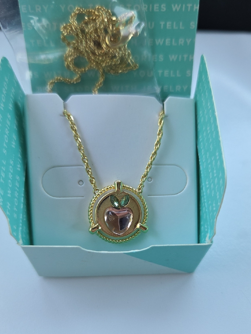 Gold-Tone "Sweet" Strawberry Pendant Necklace with Pink Crystal - NL9042